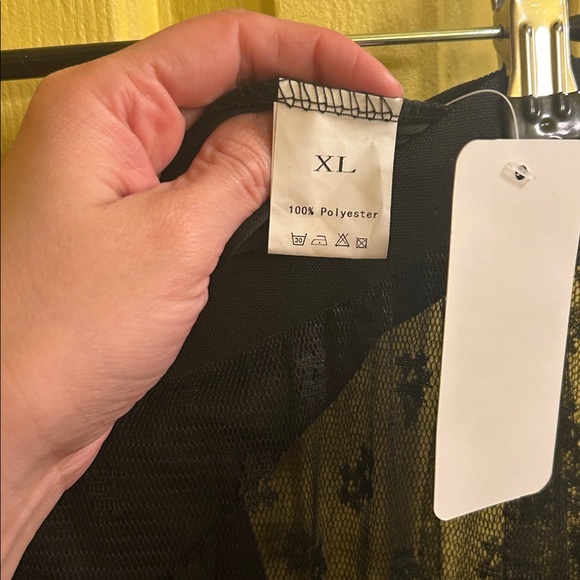 NWT BellanBlue Black Swiss Dot Maxi Skirt XL Lace Ruffle Whimsigoth Dark Romance - Picture 16 of 17